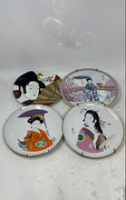 Load image into Gallery viewer, Lot Of 4 Pieces Mixed Varieties White Printed Round Chinese Decorative Plates