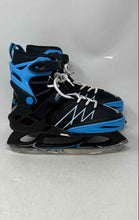 Load image into Gallery viewer, Lake Placid Kids Monarch Black Blue Adjustable Strap Ice Skates Size 6-9