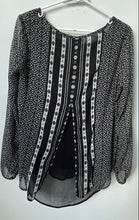 Load image into Gallery viewer, Lucky Brand Womens Black Long Sleeve Split Neck Back Slit Blouse Top Size S