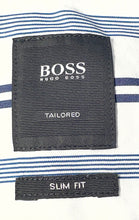 Load image into Gallery viewer, Boss Hugo Boss Mens White Striped Tailored Slim Fit Dress Shirt Size 39 15.5
