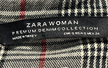 Load image into Gallery viewer, Zara Womens Gray Black Plaid Long Sleeve Collared Shirt Dress Size Small
