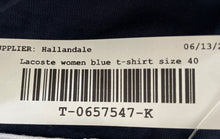 Load image into Gallery viewer, Lacoste Womens Blue Cotton Short Sleeve Pullover T-Shirt Size 40