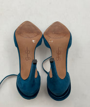 Load image into Gallery viewer, Jessica Simpson Womens Carlette Blue Suede Ankle Strap High Pump Heels Size 6M