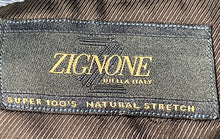 Load image into Gallery viewer, Zignone Mens Blue Wool Natural Stretch Notch Lapel Two-Button Blazer Jacket 38R