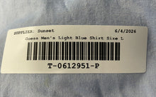 Load image into Gallery viewer, Guess Mens Light Blue Cotton Long Sleeve Collared Button-Up Shirt Size L