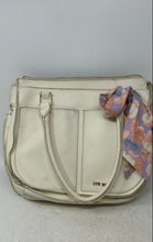 Load image into Gallery viewer, Steve Madden Womens White Inner Pockets Floral Scarf Zipper Shoulder Bag