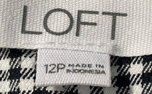 Load image into Gallery viewer, Loft Womens White Black Check Flat Front Straight Leg Dress Pants Sz 12P w/ Tags