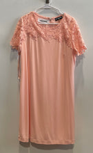 Load image into Gallery viewer, Karl Lagerfeld Womens Peach Short Sleeve Round Neck Back Zip Shift Dress Size 14
