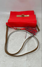 Load image into Gallery viewer, Vince Camuto Womens Orange Leather Tassel Turn Lock Flap Crossbody Purse