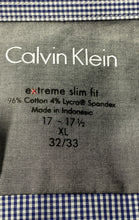 Load image into Gallery viewer, Calvin Klein Mens Blue White Collared Long Sleeve Dress Shirt Size 17.5