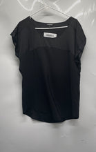Load image into Gallery viewer, Express Womens Black Short Cap Sleeve Collarless Pullover Blouse Top Size Large