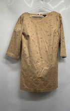 Load image into Gallery viewer, Ann Taylor Womens Brown Cotton 3/4 Sleeve Boat Neck Back Zip Shift Dress Size 10