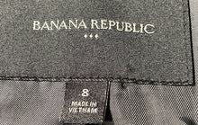 Load image into Gallery viewer, Banana Republic Womens Gray Plaid Notch Lapel Flap Pocket Open Front Blazer Sz 8
