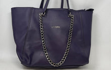 Load image into Gallery viewer, Guess Womens Nikki Purple Leather Chain Strap Inner Zip Pocket Tote Purse