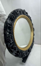 Load image into Gallery viewer, Home Decorative Black Swirl Engraved Frame Round Shape Wall Mirror