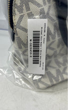 Load image into Gallery viewer, Michael Kors Womens White Navy Signature Print Detachable Strap Satchel Handbag