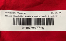 Load image into Gallery viewer, Banana Republic Womens Red V-Neck Luxe Touch Short Sleeve Pullover T-Shirt Sz L