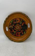Load image into Gallery viewer, Mexican Tribal Folk Art Flower Wood Decor Handcrafted Round Collector Plate