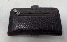 Load image into Gallery viewer, Brighton Womens Brown Croc Embossed Leather Card Holder Bi-Fold Wallet
