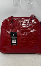 Load image into Gallery viewer, Vanessa Williams Womens Lush Round Red Croc Embossed Shoulder Satchel Bag w/ Tag