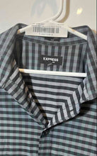 Load image into Gallery viewer, Express Mens Multicolor Plaid Button-Down Collar Dress Shirt Size M 15-15.5