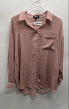 Load image into Gallery viewer, Express Womens Pink Collared Long Sleeve Button-Up Shirt Size Medium