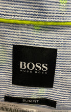 Load image into Gallery viewer, Hugo Boss Mens Green Blue Printed Slim Fit Spread Collar Button-Up Shirt Size XL