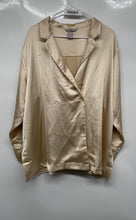 Load image into Gallery viewer, H&M Womens Light Khaki Long Sleeve Double-Breasted Satin Shirt Size XXL