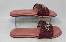 Load image into Gallery viewer, Michael Kors Womens Burgundy Gold Open Toe Slip-On Slide Sandals Size 10