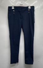Load image into Gallery viewer, Loft Womens Blue Flat Front Button Detail Skinny Leg Ankle Pants Size 8
