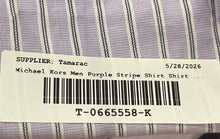 Load image into Gallery viewer, Michael Kors Mens Purple Striped Regular Fit Collared Dress Shirt Sz 17.5 34/35