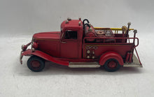 Load image into Gallery viewer, Vintage Red Metal Model Handcrafted Engine Ladder Hose Bell Rustic Fire Truck