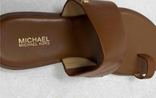 Load image into Gallery viewer, Michael Kors Womens August Brown Leather Toe Ring Flat Slide Sandals Size 7.5M
