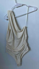 Load image into Gallery viewer, Express Womens Beige Sleeveless One-Shoulder Bodysuit Blouse Top Size Medium
