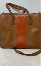 Load image into Gallery viewer, Michael Kors Womens Mercer Brown Center Stripe Leather Convertible Tote Bag