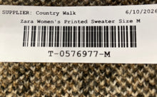 Load image into Gallery viewer, Zara Womens Beige Black Animal Print Long Sleeve Cardigan Sweater Size Medium