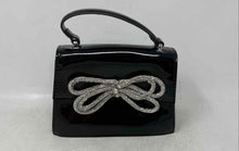 Load image into Gallery viewer, Aldo Womens Black Leather Rhinestone Bow Square Shape Top Handle Crossbody Bag