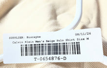 Load image into Gallery viewer, Calvin Klein Mens Beige Cotton Short Sleeve Regular Fit Polo Shirt Size M