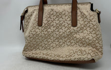 Load image into Gallery viewer, Tommy Hilfiger Womens Brown Beige Monogram Inner Pockets Zipper Satchel Bag