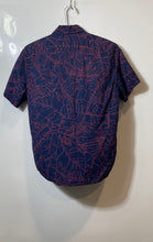 Load image into Gallery viewer, Banana Republic Mens Blue Red Leaf Print Cotton Short Sleeve Button-Up Shirt S