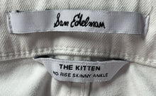 Load image into Gallery viewer, Sam Edelman Womens White Denim Raw Hem The Kitten Ankle Skinny Leg Jeans Size 29