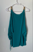 Load image into Gallery viewer, Michael Kors Womens Aqua Cold Shoulder Long Sleeve Blouse Top Size Medium