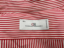 Load image into Gallery viewer, Authentic Carolina Herrera Mens White Red Long Sleeve Dress Shirt Size 15.5