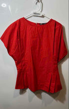 Load image into Gallery viewer, Zara Womens Red Cotton Round Neck Short Sleeve Pullover Blouse Top Size Medium