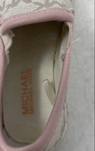 Load image into Gallery viewer, Michael Kors Kids Beige Logo Print Round Toe Slip-On Sneaker Shoes Size 5