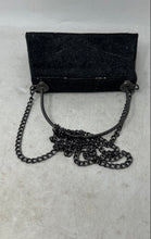 Load image into Gallery viewer, Olivia Miller Womens Black Embellished Chain Strap Flap Over Top Handle Handbag