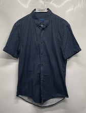 Load image into Gallery viewer, Zara Man Mens Blue Print Short Sleeve Collared Slim Fit Button-Up Shirt Size L