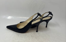 Load image into Gallery viewer, Annamaria Sevieri Womens Black Leather Pointed Toe Slingback Heels Size 8