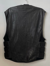 Load image into Gallery viewer, MFG First Co. Mens Black Leather Regular Fit Sleeveless Full-Zip Vest Size L