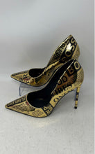 Load image into Gallery viewer, Steve Madden Womens Gold & Black Pointed Toe Slip-On Pump Heels Size 9